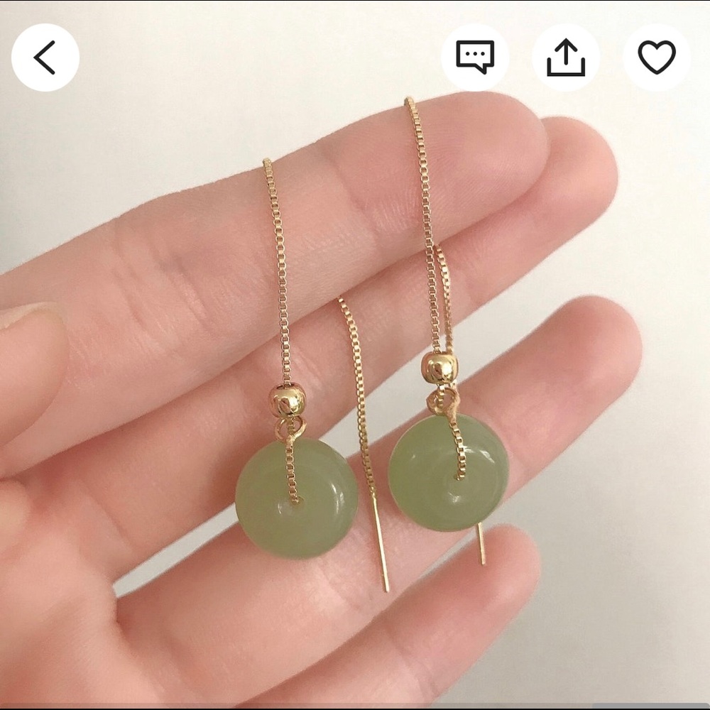 Jade drop earrings (14k gold plated)
